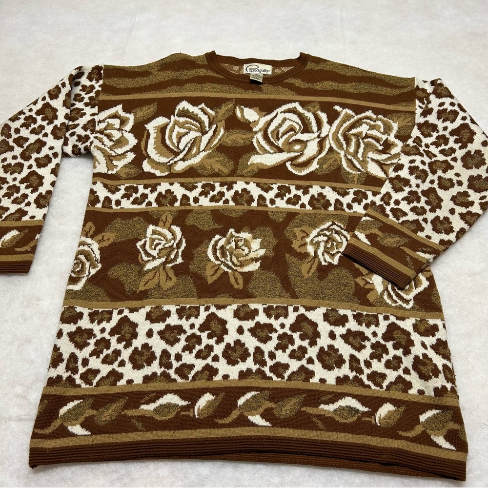 Pappagallo Brown and Cream Sweater